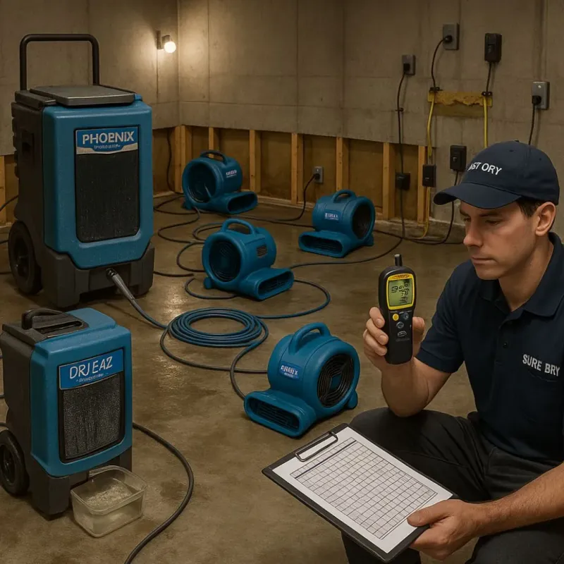 Structural Drying and Dehumidification process in North Westport, MA
